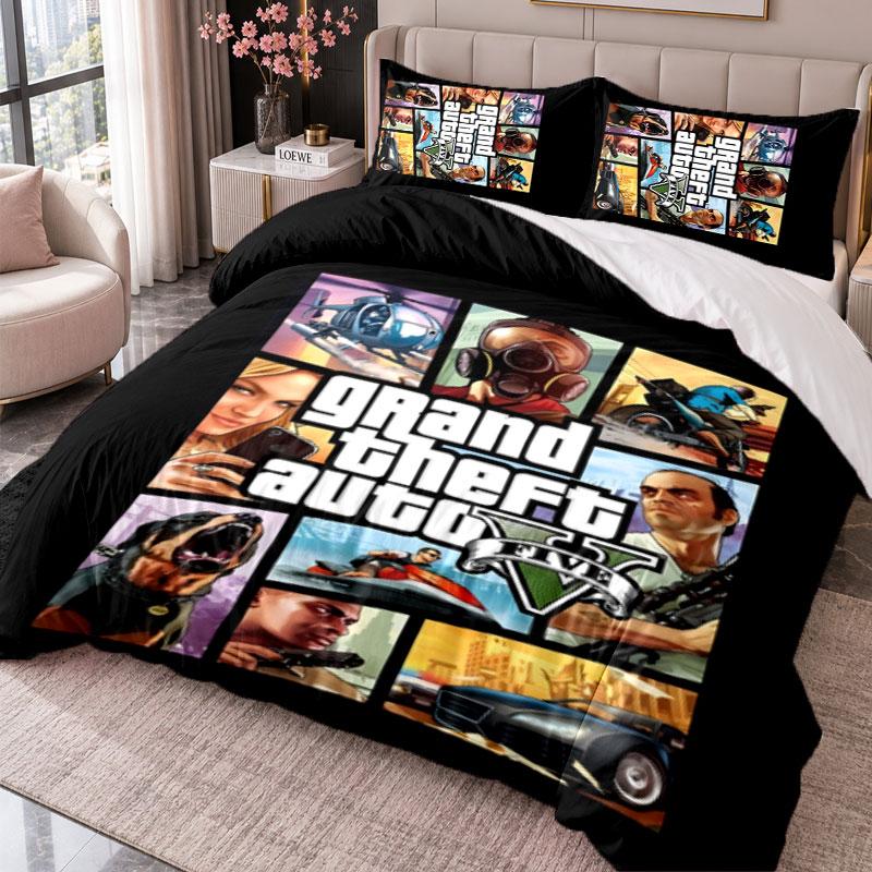 Grand Theft Auto 3Pcs Bedding Set Duvet Cover With Two Pillowcases For Bedroom Home Decoration