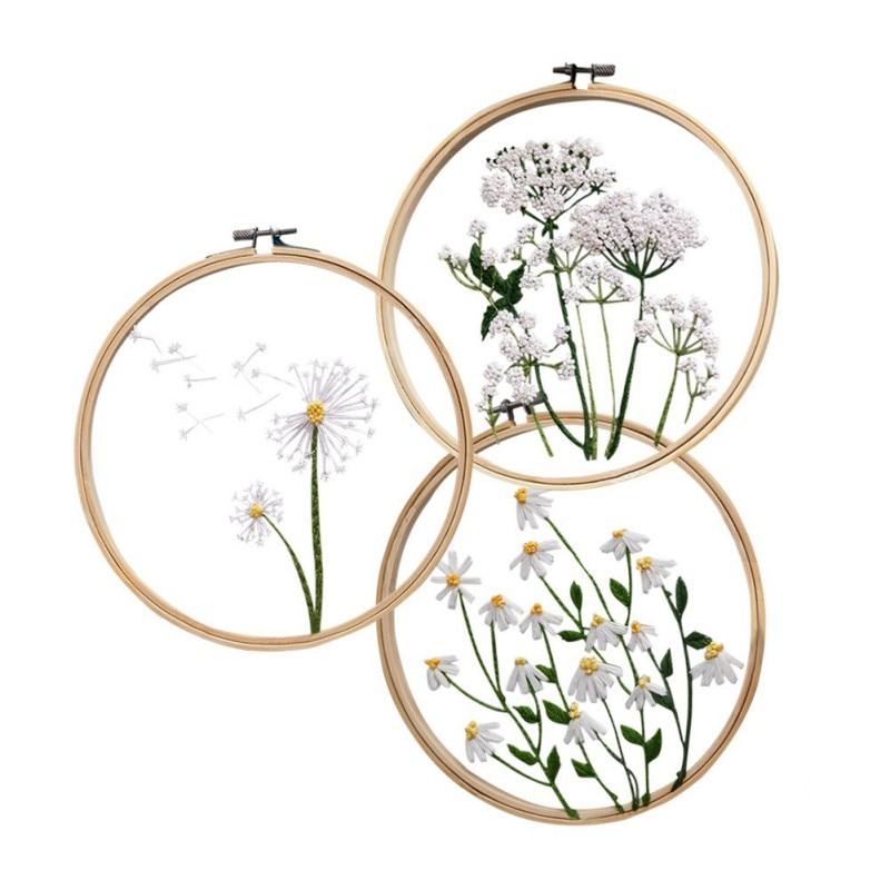 Сделай сам в китайском стиле 3D прозрачная пряжа вышивка ручная вышивка материал пакет + 20 см круглая вышитая рамка