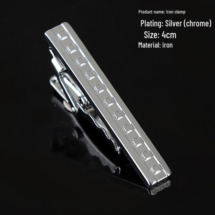 Корейский мужской серебряный формальный зажим для галстука - простой дизайн линии 4 см, идеальный подарок на праздник