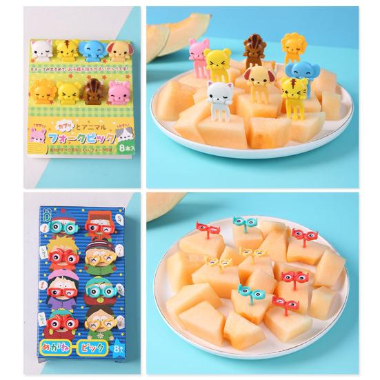 1 Set Fruit Fork Cute Cartoon Non-slip Reusable Easy To Clean Decorative Plastic Snack Cake