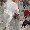 2 Pcs/Set Women Hoodie Pants Suit Long Sleeves with Sequined Pocket Solid Color
