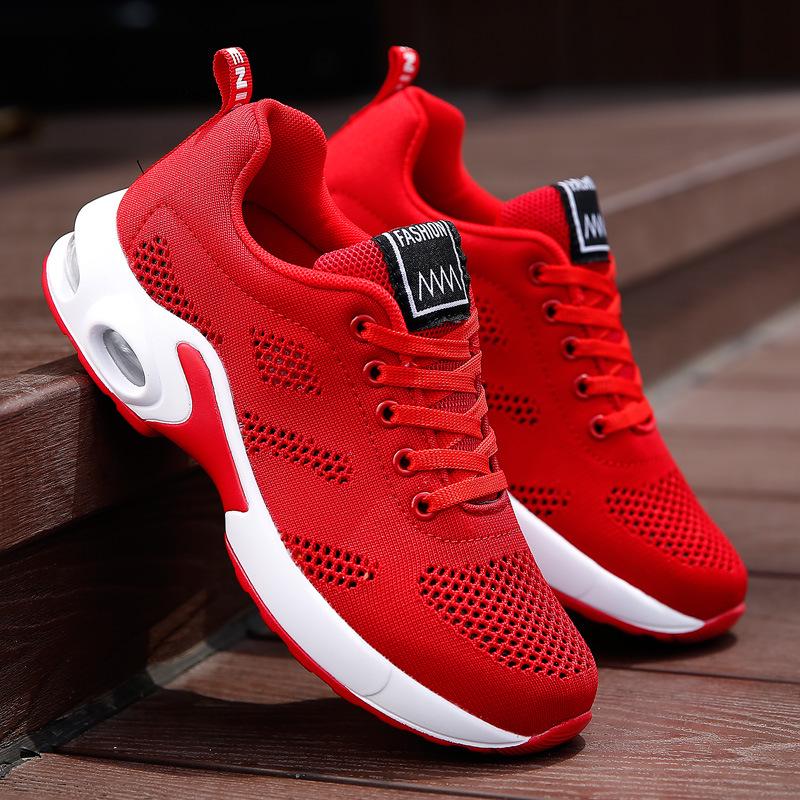 Large Size Summer New Women's Shoes Fashion Air Cushion Sports Shoes Trend Casual Women's Shoes Breathable Fly-woven Mesh Shoes