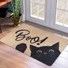 1 Piece Black Cat Print Anti-Slip Floor Mat - Polyester Indoor/Outdoor Floor Mat for Entry, Kitchen, Laundry Room- Anti-Slip Mat