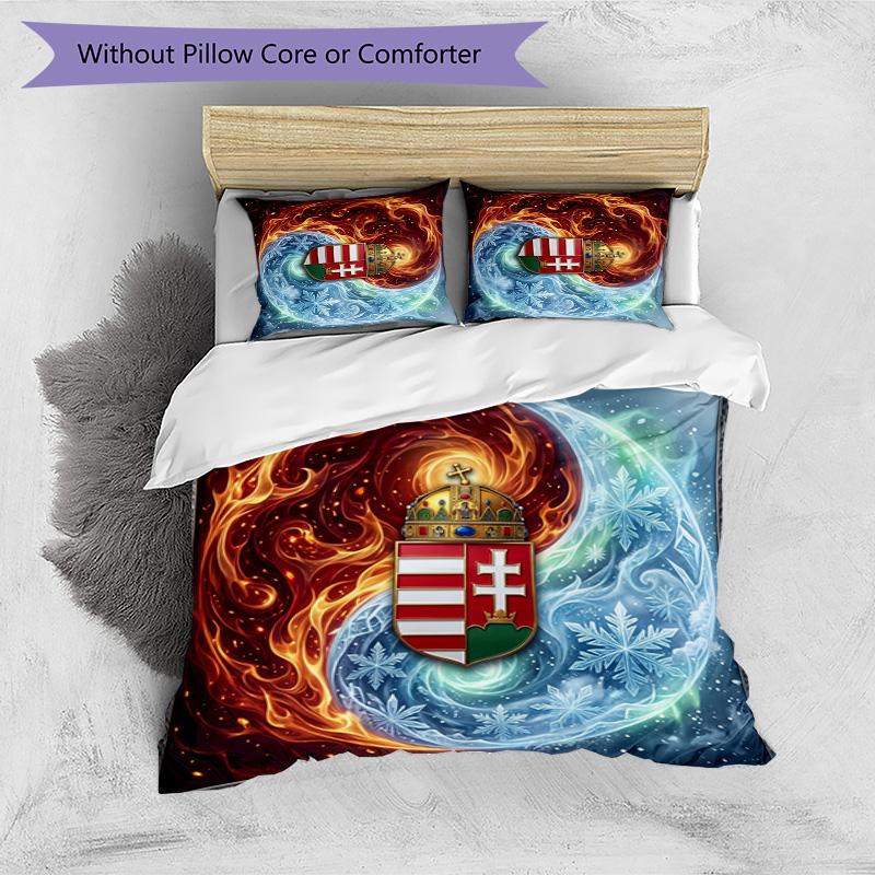 Hungary Football Printed Bedding 3 Piece Set Cozy Breathable Bed Cover Set as Housewarming Holiday Gift