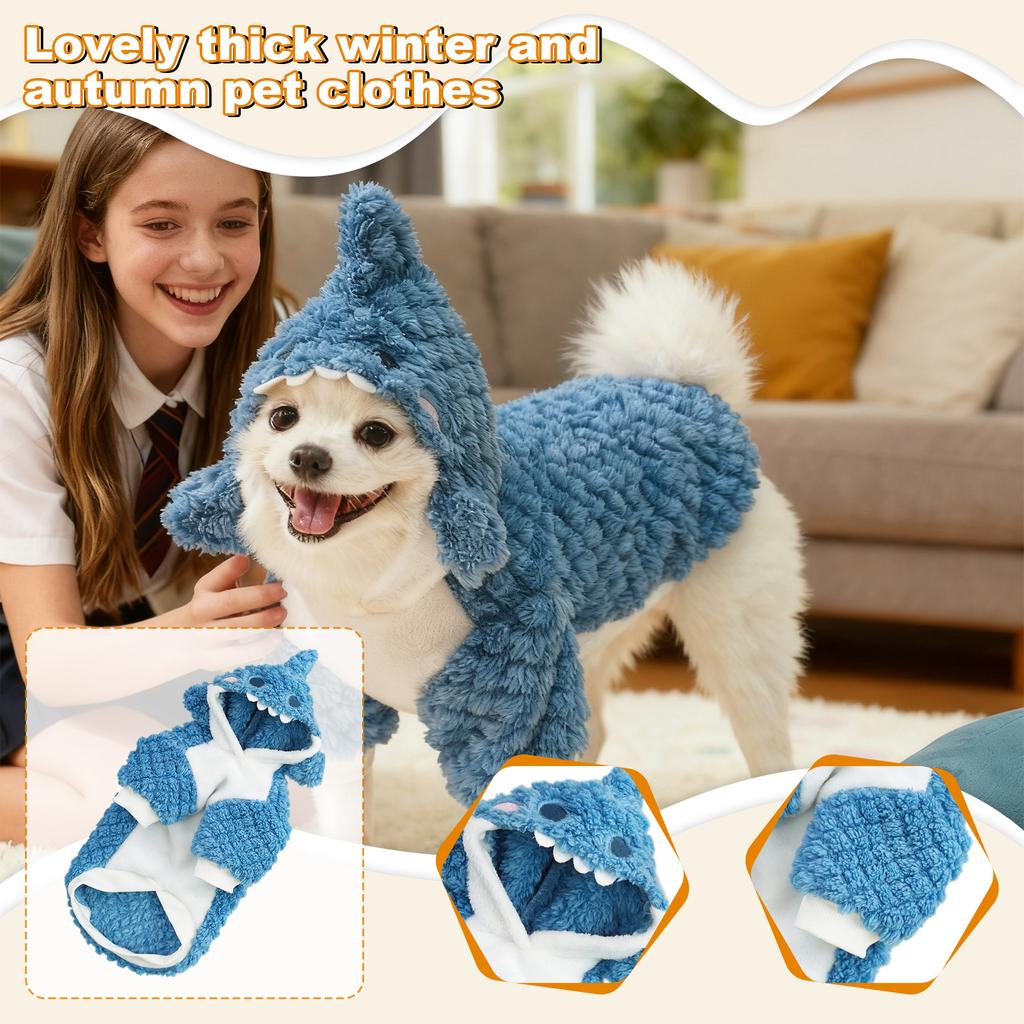 Cute, Thickened Pet Clothes For Dogs And Cats In  Winter, With A Funny Design Of A Dog Transforming Into  Cats, Fleece-lined, Suitable For Medium-size