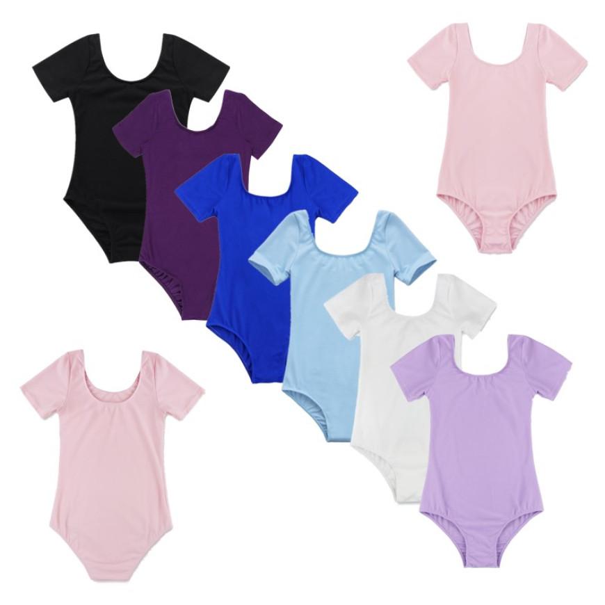 Балетный купальник с короткими рукавами для девочек, гимнастический трико, детский боди, комбинезон, танцевальный трико для балерины