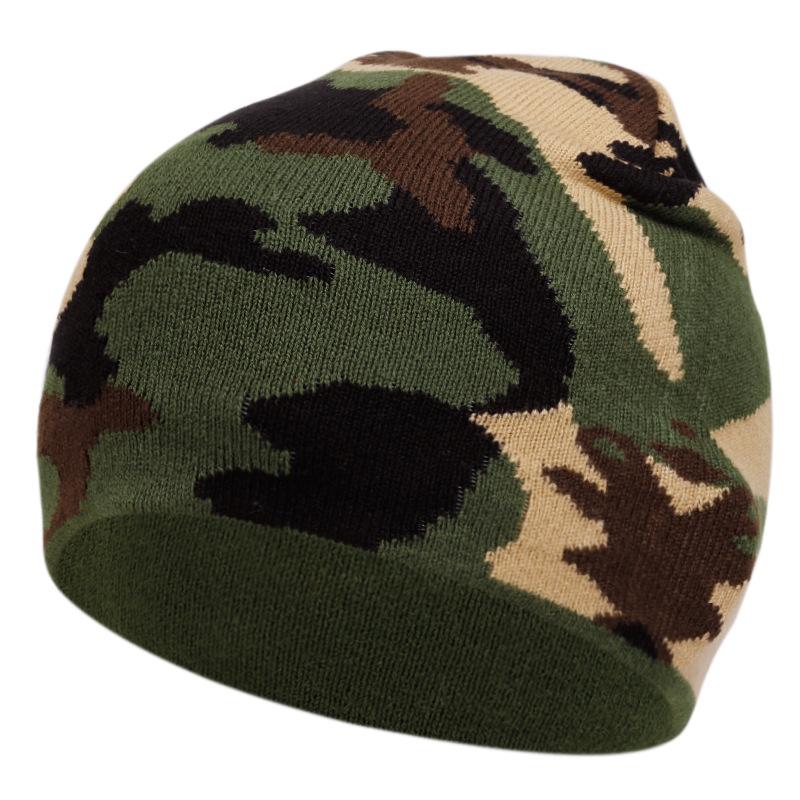 Multi-Color Fixed-Dyeing Knitted Hat, Warm In Winter, Men'S And Women'S Outdoor Beanie Popular Camouflage Casual Pattern Wool Hat
