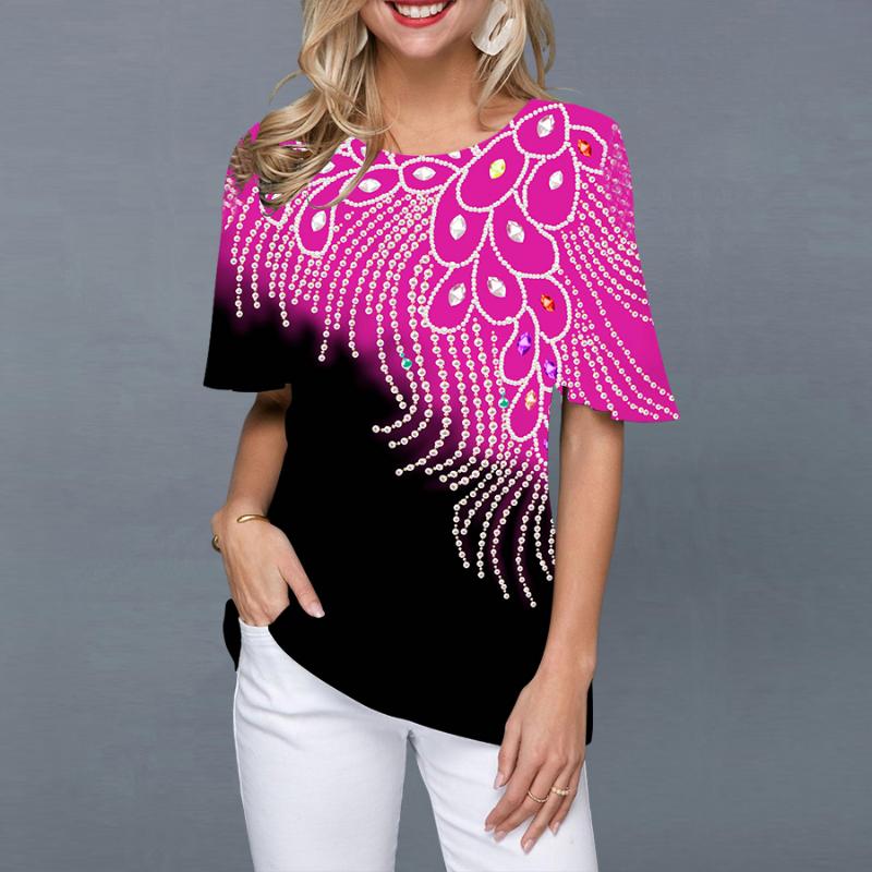 Лето 2022, женские футболки, модные топы с короткими рукавами с 3D принтом, женская винтажная одежда, футболки большого размера с круглым вырезом, футболки в стиле Харадзюку