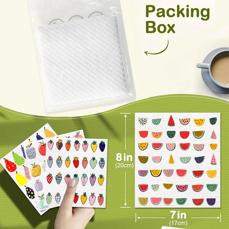 6 шт. Шведские салфетки для мытья посуды с фруктовым принтом, экологичные многоразовые кухонные полотенца, абсорбирующая кухонная чистящая салфетка, моющиеся тряпки для мытья посуды