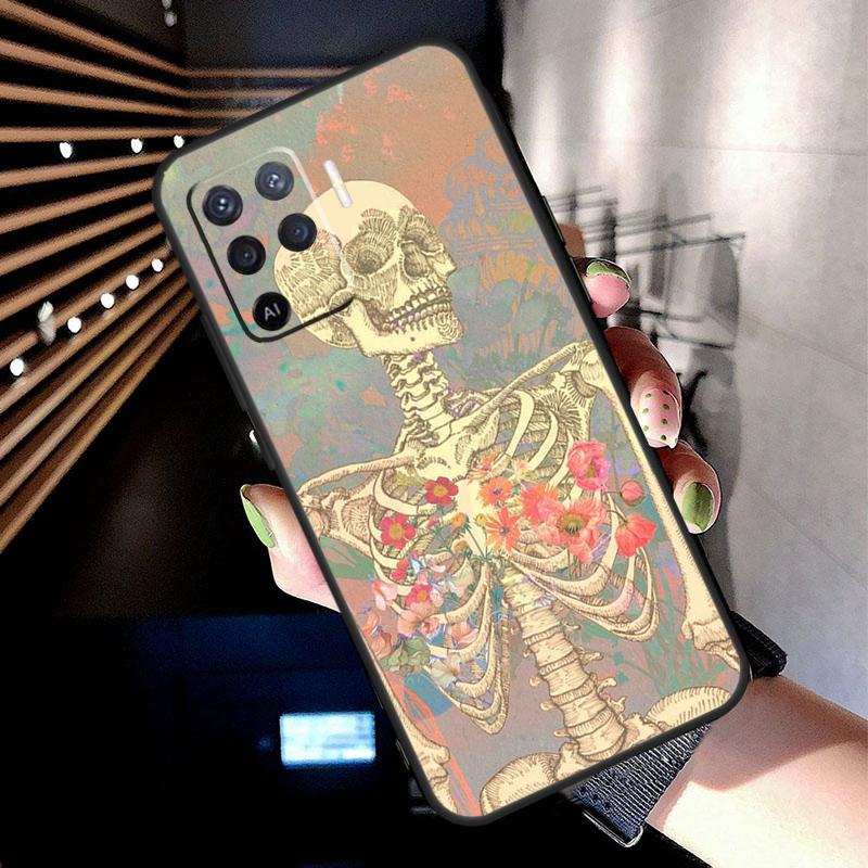 Готический Модный Чехол-Череп Для OPPO A96 A76 A16 A94 A74 A54 A53 A57 S A15 A52 A72 A93 A5 A9 A31 A17 A77 A78 Чехол