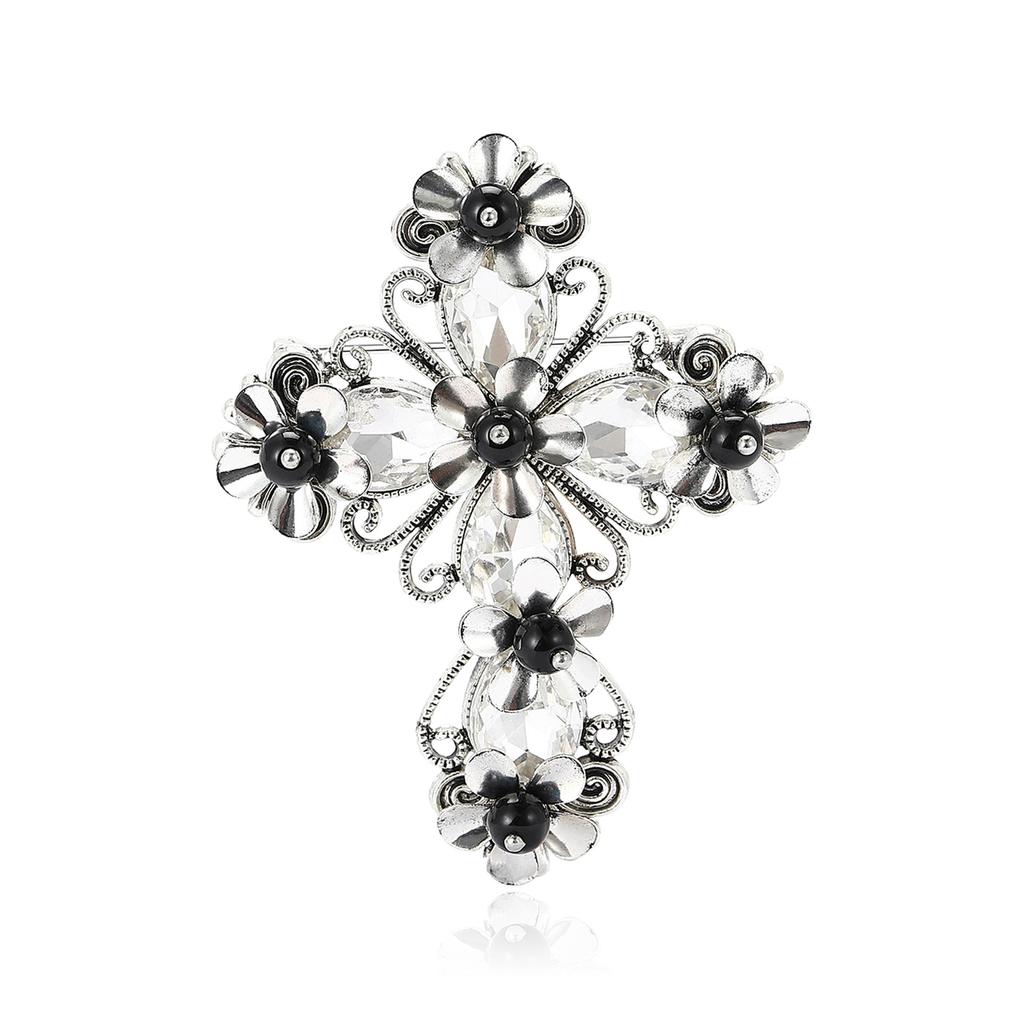 Модная ретро-брошь-крест из сплава, персонализированная одежда, нагрудный цветок, аксессуары