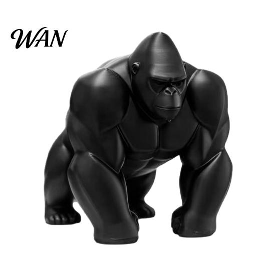 Sophisticated Space Styling 3D Printed Gorilla Sculpture Ornament Minimalist Modern Art Figurine with Strength Expression Decor Detailed Texture