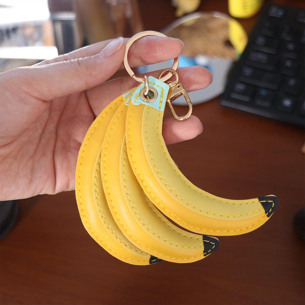 Cute Fashion PU Leather Pendant PU Banana Fruit Key Ring Creative Fruit Banana Keychain Female