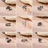 Ancient Silver Geometric Ring Literary and Retro Personality Light Luxury Fashion Jewelry Finger Ring Women
