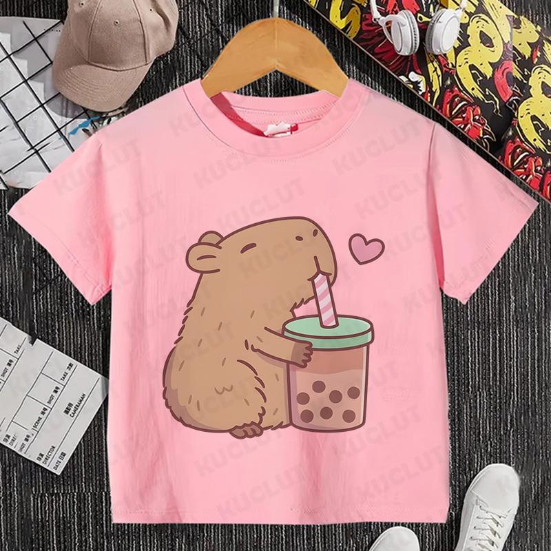 Детская одежда Kawaii Cartoon Anime Capybara футболка с коротким рукавом Cute Capybara Lover Animal Capybaras Harajuku футболка подарок