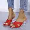 Transparent High Heels Sandals Women's Summer 2024 Weave Female Slippers Fashion Open Toe Slides Women Chunky Heel Sandals