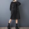 Long Sleeve Plus Size Cotton Vintage Black New In Dresses for Women Casual Loose Midi Spring Autumn Dress