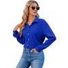 Elegant Long Sleeve Simple Office Shirt Button Up 2023 Solid Color Ladies Wrinkled Blouse Women Vintage Loose Casual Tops 28496
