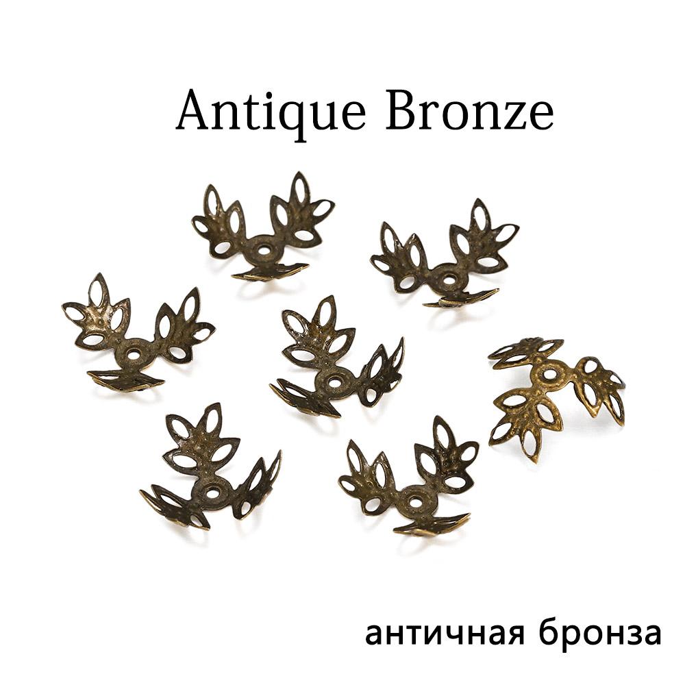 100 шт./лот 16x16 мм металлик KC золото три листа бусины-разделители торцевая крышка для изготовления ювелирных изделий своими руками принадлежности для браслета
