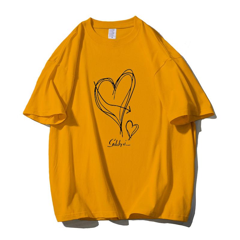 Shellsuning Kawaii футболки с принтом в виде сердца женские летние простые свободные футболки с круглым вырезом повседневные хлопковые женские топы на мягкой основе