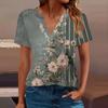 Women's T Shirt Tee Printed Short Sleeve Daily Weekend Fashion Basic V Neck Regular Top