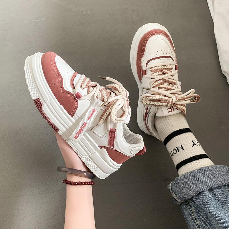 Маленькие весенние и осенние туфли для досок. Женские туфли для отдыха на толстой подошве. Маленькие белые туфли для студентов. Корейская обувь. Туфли на плоской доске. Модная повседневная женская обувь.