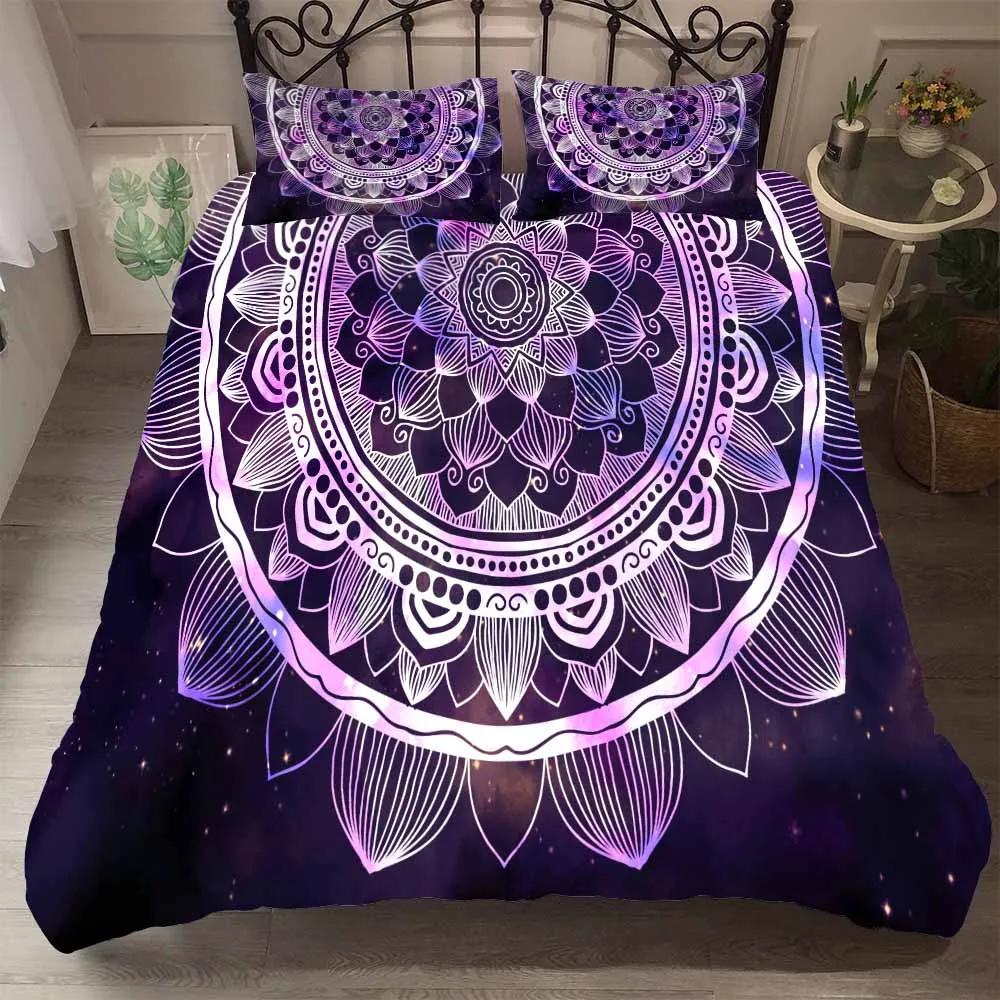 Bedclothes DropShip Galaxy Duvet Cover Luxury Jacquard Duvet Set With Pillowcases Mandala Galaxy Starry Sky Bedlinens Polyester