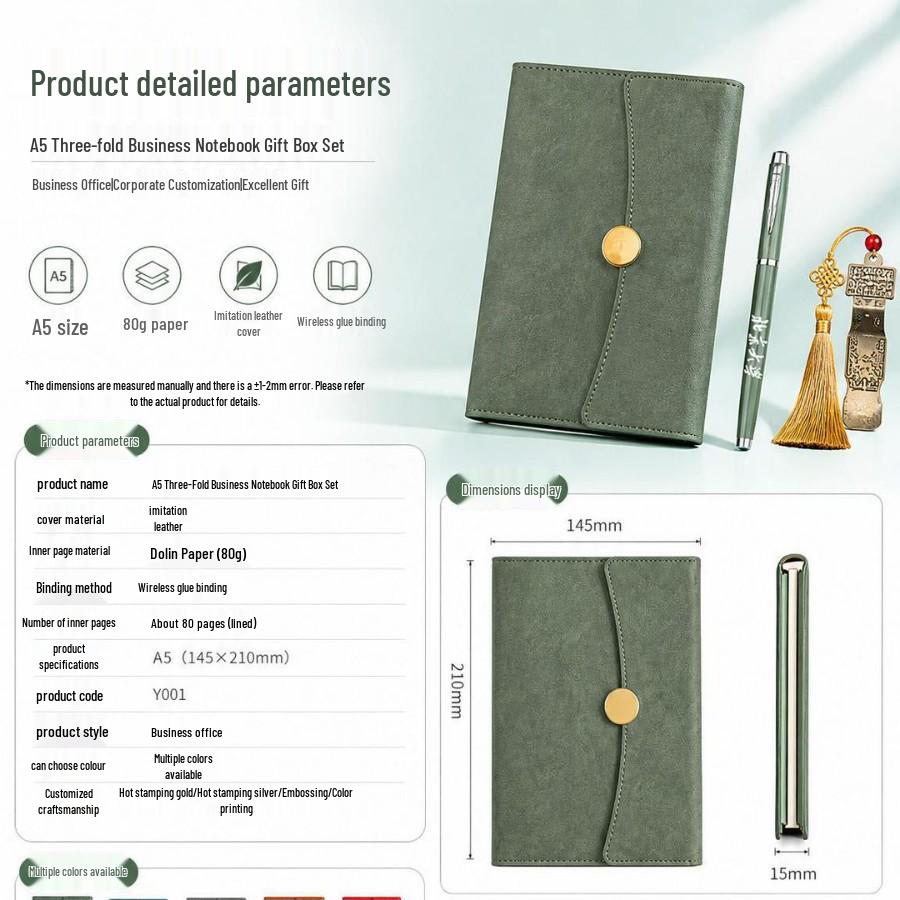 A5 Tri-fold Business Notebook Gift Box Set - Premium Company & School Gift with Logo