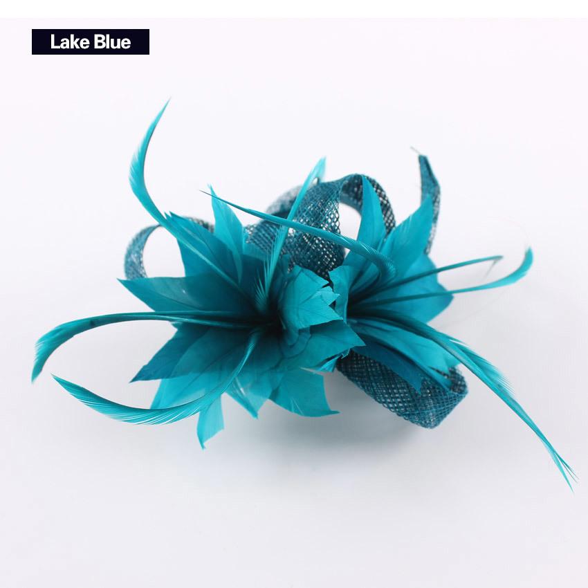 Women Chic Fascinator Hat Cocktail Brooch Wedding Headpiece Church Headwear Party Feather Hair Accessories Sinamay Fascinators