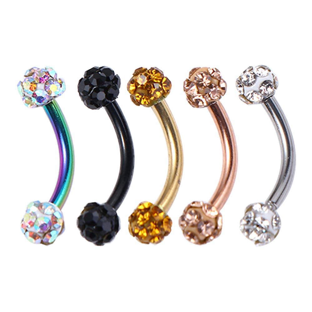 Rhinestone Stainless Steel Piercing Ring Ball Nose Ring Piercing Jewelry Fake Lip Stud Eyebrow Stud