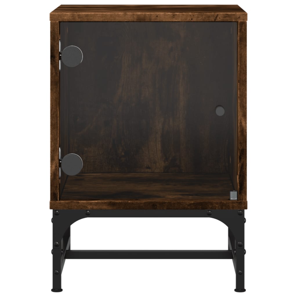 Nightstands with Glass Doors 2 pcs Smoked Oak 35 x 37 x 50 cm