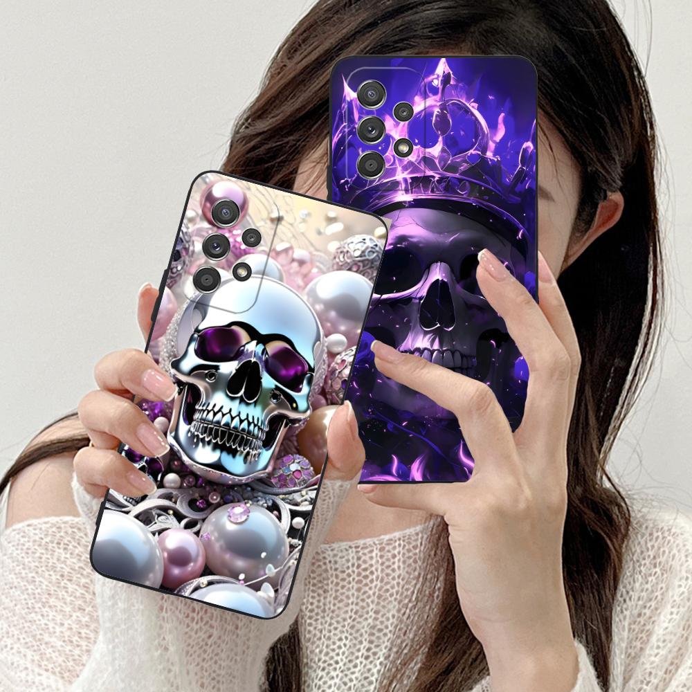 Роскошный серебряный чехол-череп для мобильного телефона Samsung Galaxy M55 54 42 35 34 33 32 23 22 15 14 13 12 F55 5G Цветной чехол Красивый