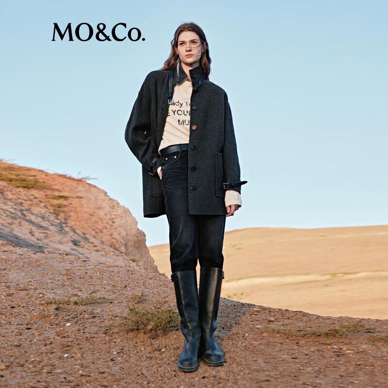 MO&Co. Merino Wool High-Neck Mid-Length Double-Faced Coat