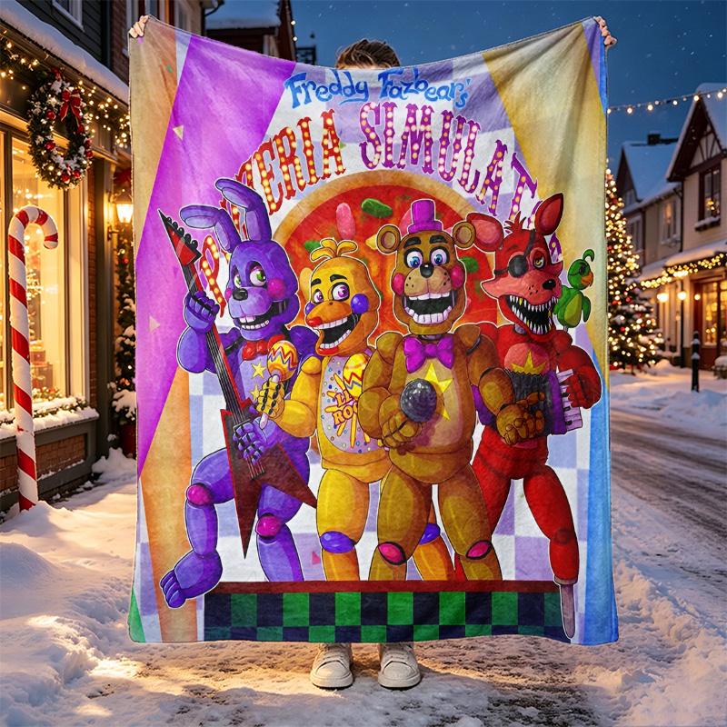 Five Nights at Freddy's Pattern Blanket for Home Decoration, Bed, Sofa, Car Travel, Camping, Suitable for All Seasons, Birthday Christmas Gift