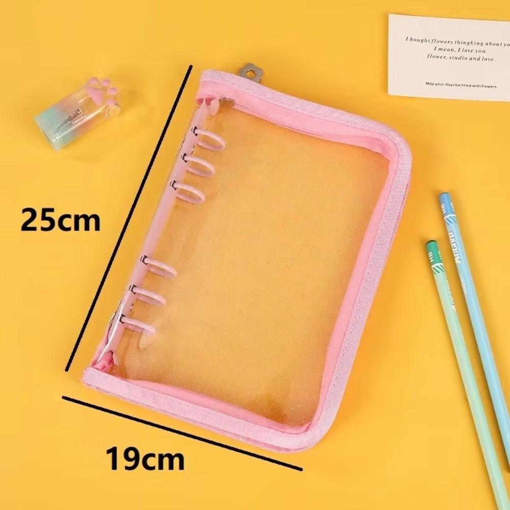 Sparkle Powder Zipper Binder Notebook Transparent Card Album  Kpop Idol Card Storage