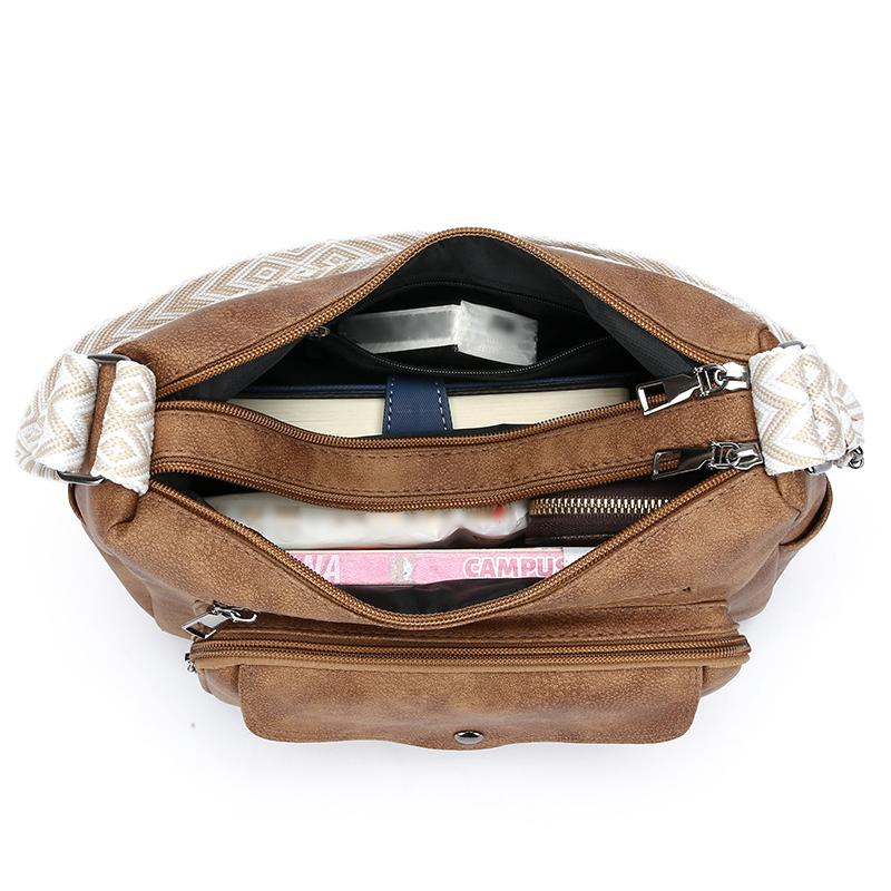 Винтажная мягкая кожаная сумка женская большая вместительная многосекционная сумка для мам через плечо