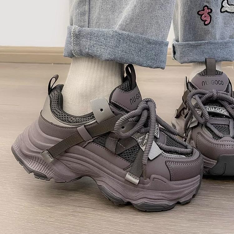 Fried Street Dad Shoes женские 2025 новые кроссовки на толстой подошве, увеличивающие рост ноги маленькие универсальные повседневные кроссовки студенческие легкие женские туфли