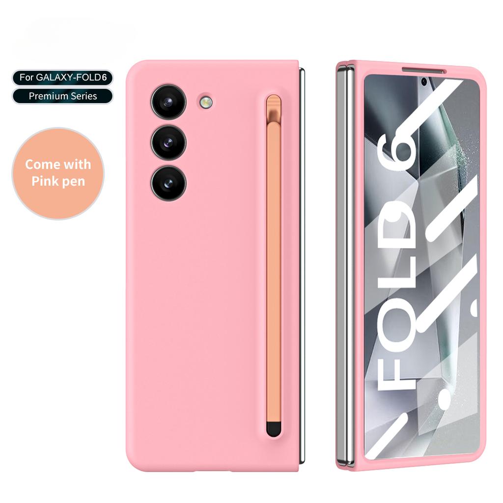 Пластиковый чехол для телефона с гнездом для ручки для Samsung Galaxy Z Fold 6 5 4 Fold6 Fold5 Fold4 Fold3 Защитная пленка для стекла, включая ручку
