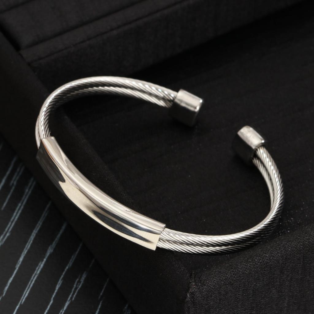 18K Gold Plated Stainless Steel Open Cuff Bracelet Open Design Adjustable Punk Men Jewelry Jewelry Bangle