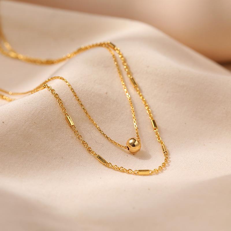 Gold Plated Lucky Bead Collarbone Necklace Ins Style Women S Fashion Choker