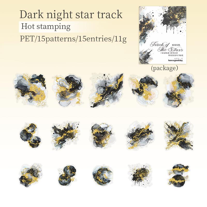 15 листов/пакет ПЭТ Наклейки с тиснением фольгой, не размазывающиеся, Пакет материалов для блокнота, Нарезанные пленочные наклейки, Пакет для украшения блокнота, чехла для телефона