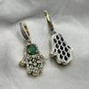 Серебряная серьга Hamsa Hand, серебряная серьга аутентичного дизайна, кольцо в османском стиле, серьга с изумрудным камнем, винтажная серебряная серьга