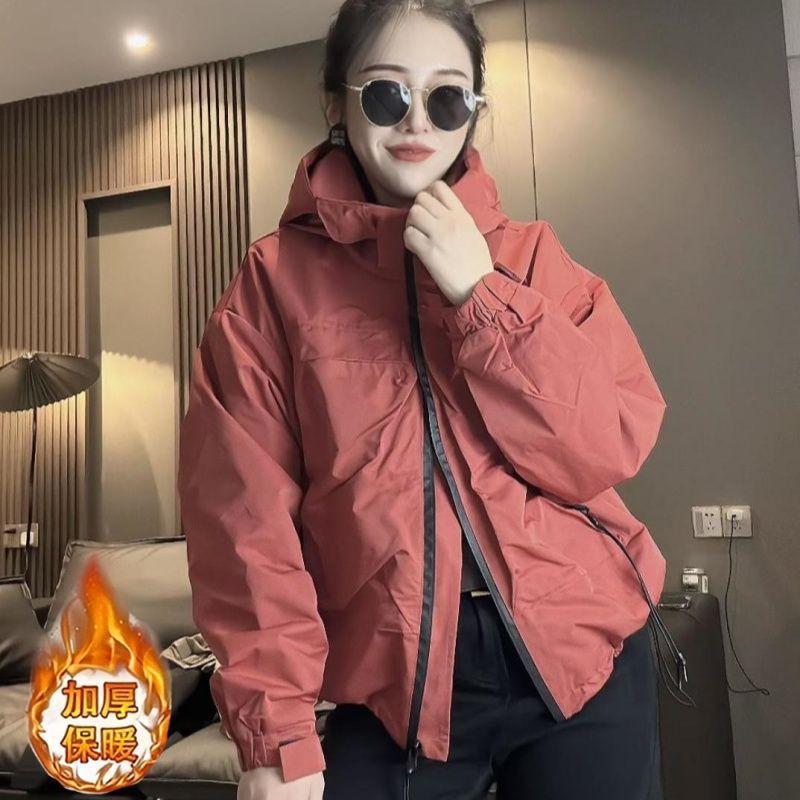 Womens Thick Padded Hooded Jacket Warm Casual Cotton-Filled Outerwear Loose Fit Winter