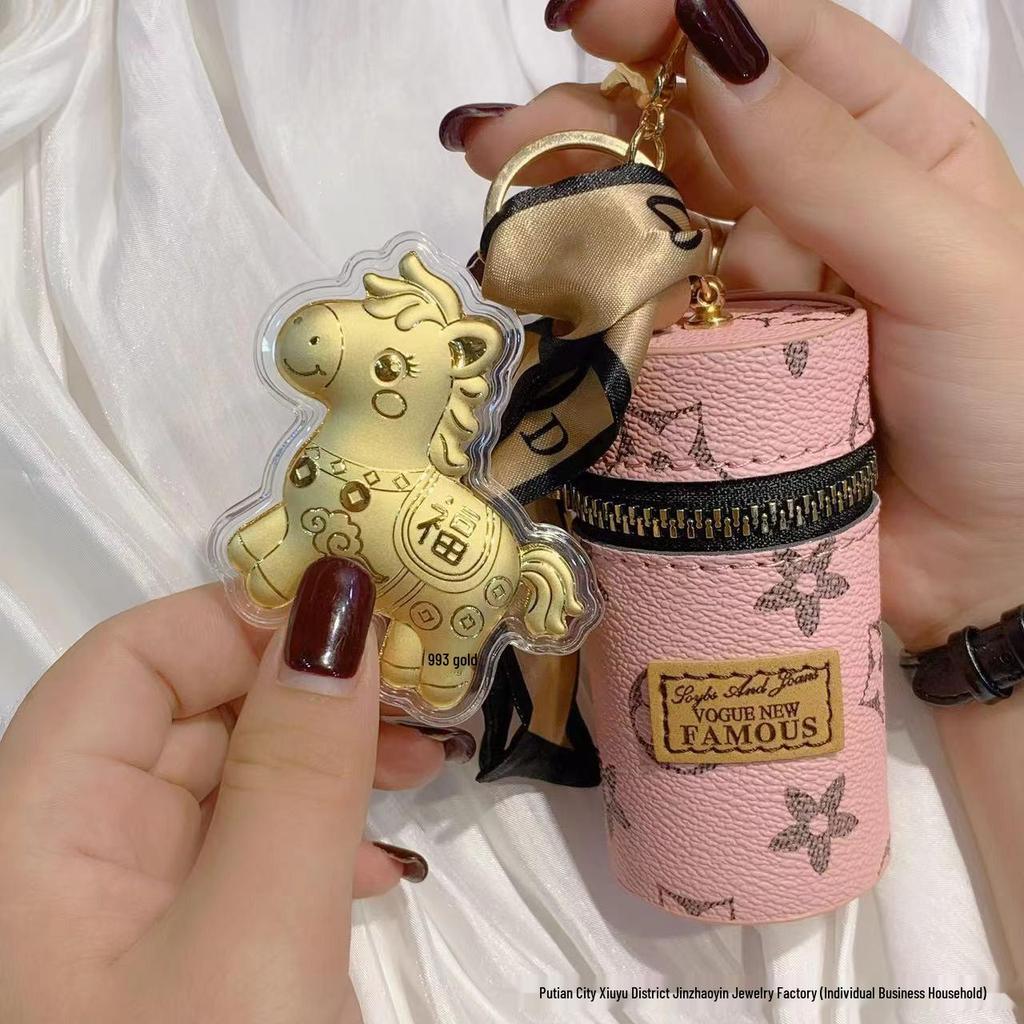 999 Чистое Золото Деньги Счастливый Красный Конверт Брелок для Ключей Автомобиля и Подвеска для Сумки Подарок