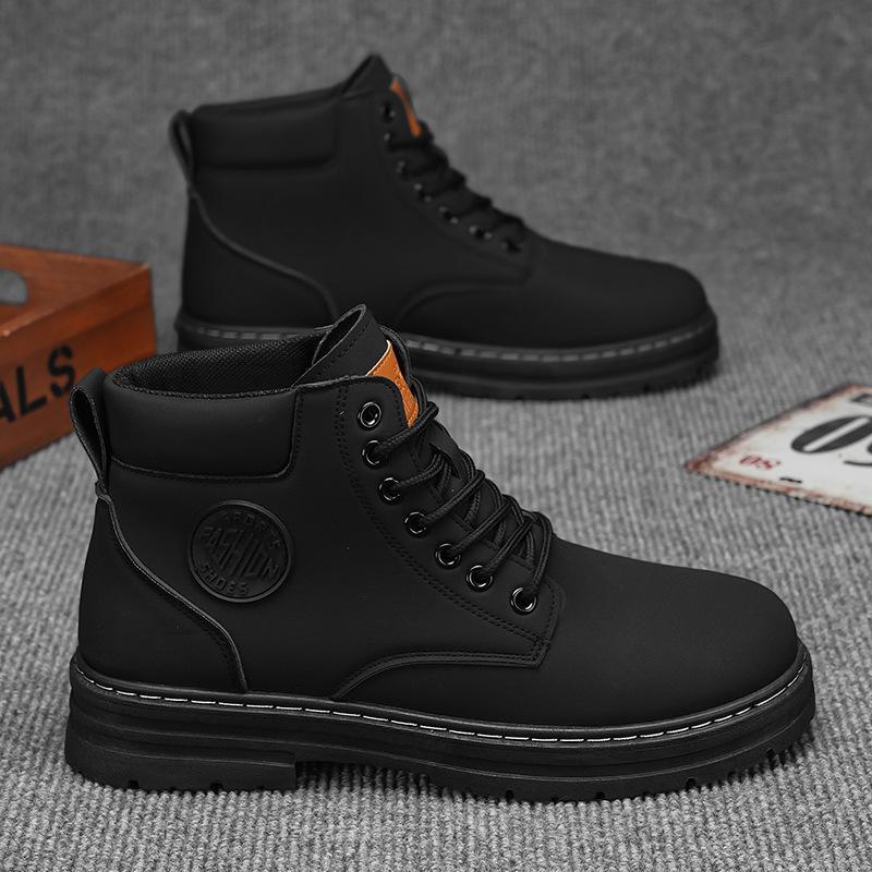 Мужские ботинки Высокие ботинки по щиколотку Трендовая мужская обувь Нескользящие кожаные ботинки на шнуровке Мужские износостойкие походные ботинки Botas Para Hombre