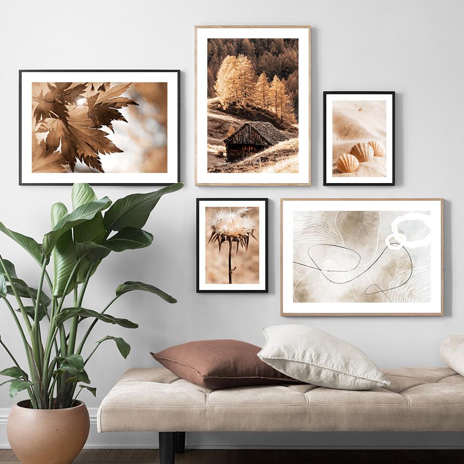 Тростниковый цветок одуванчика в виде ракушки, песочный лес, настенная живопись на холсте, постеры на скандинавскую тему и принты, настенные панно для декора гостиной