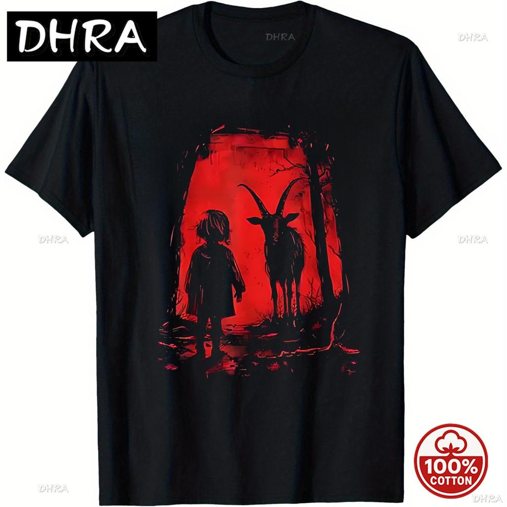Unisex Gothic Loose Tshirt Satan Goat Head Graphic Tee Dark Fantasy Shirt For Halloween Christmas Gifts Gothic Outfits Clothing
