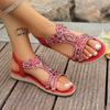 Fashion New Crystal Wedge Gladiator Sandals Women Summer Elastic Band Open Toe Sandals Plus Size Casual Beach Shoes for Woman