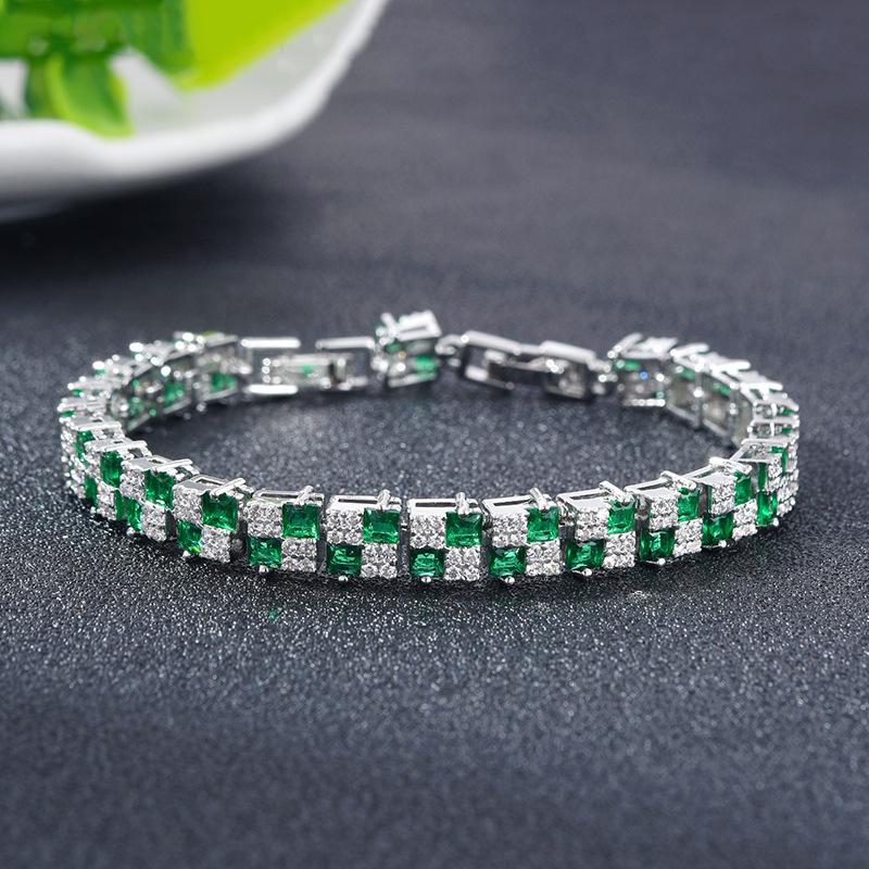 Хип-хоп женский кристальный браслет в горошек циркониевый цвет ювелирные изделия гальваническое покрытие ювелирные изделия флэш теннисный браслет