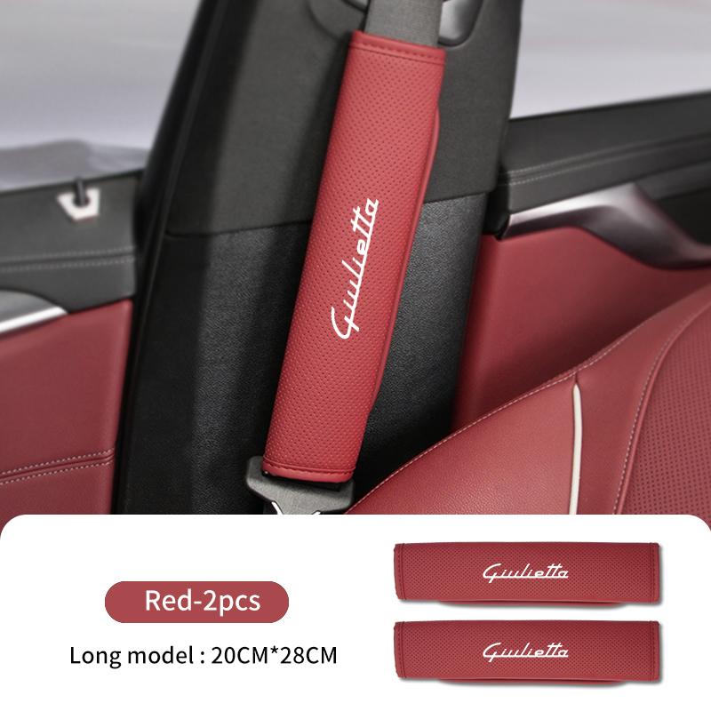 Car Seat Belt Shoulder Cover Leather Shoulder Protector Pad For Alfa Romeo 159 Giulietta 156 147 Giulia Mito GT Stelvio Spider ert853